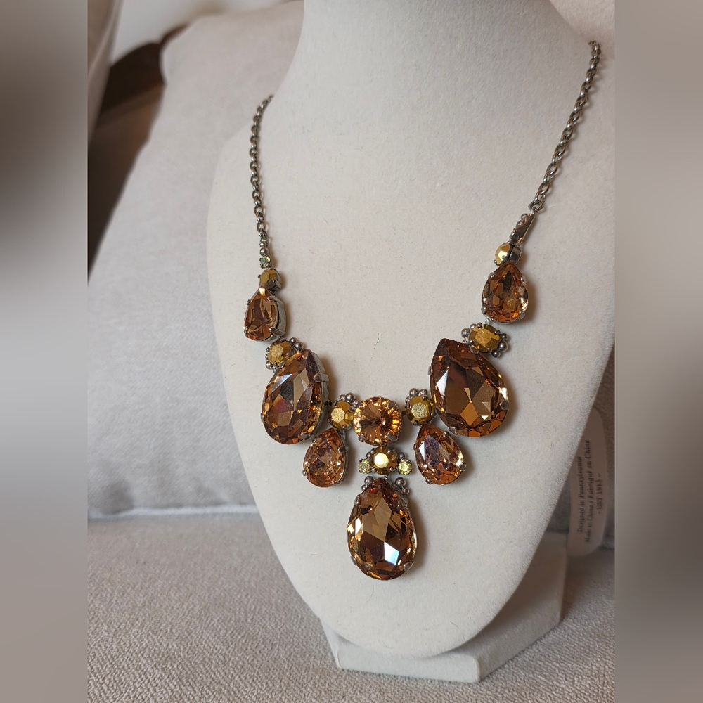 NWT Sorrelli Light Amber Crystal Statement Necklace